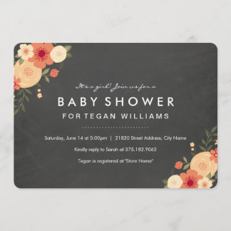 Blumenkhalkboard | Einladung der Babydusche