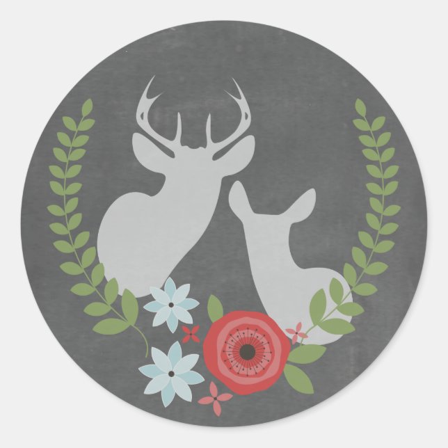 Blumenkhalkboard Inspiriert Runder Aufkleber (Vorderseite)