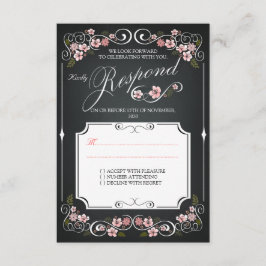 Blumenkhalkboard Vintag, kühl, Hochzeit RSVP Karte