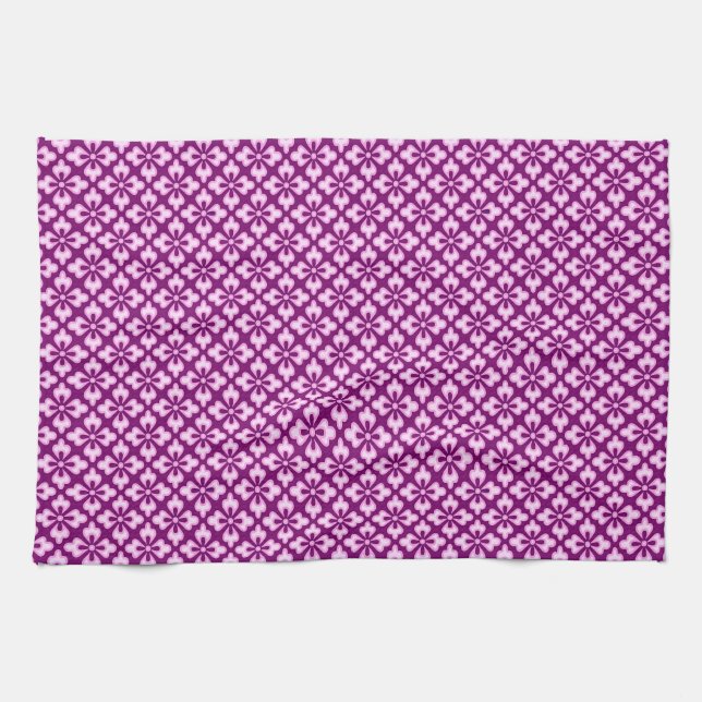 Blumenkimono, hellrosa und pflaumenfarben geschirrtuch (Horizontal)