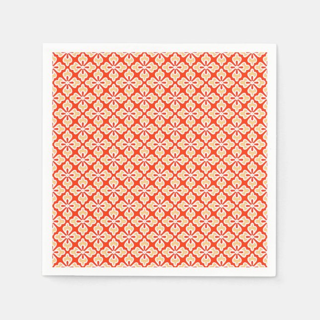 Blumenkimono, Pfirsich, Mandarine Serviette (Vorderseite)