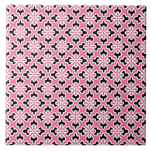 Blumenkimono, rosa, schwarz und weiß fliese (Vorderseite)
