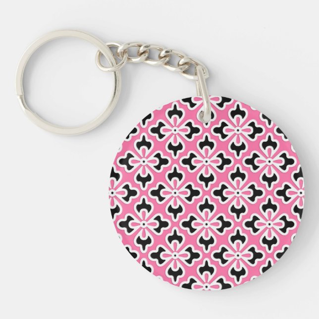 Blumenkimono, rosa, schwarz und weiß schlüsselanhänger (Vorderseite)