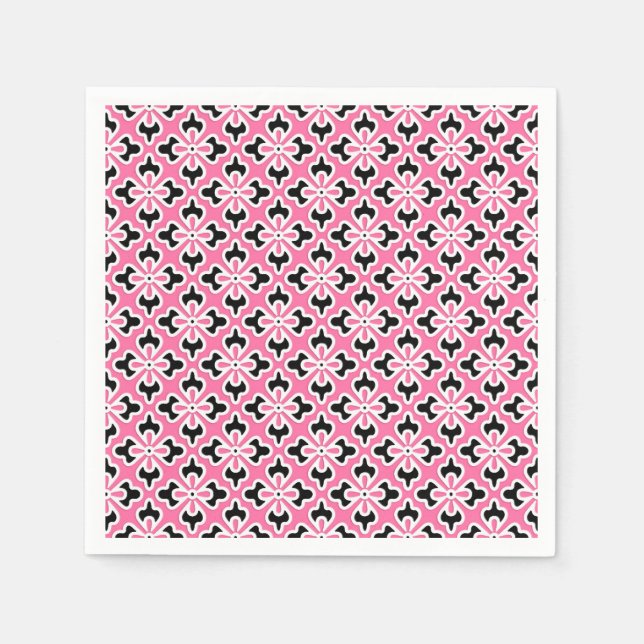 Blumenkimono, rosa, schwarz und weiß serviette (Vorderseite)