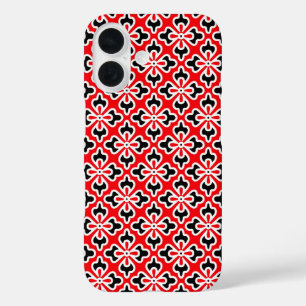 Blumenkimono, rot, schwarz und weiß iPhone 16 hülle