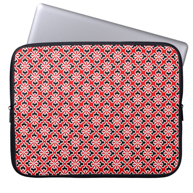 Blumenkimono, rot, schwarz und weiß laptopschutzhülle (Vorderseite)