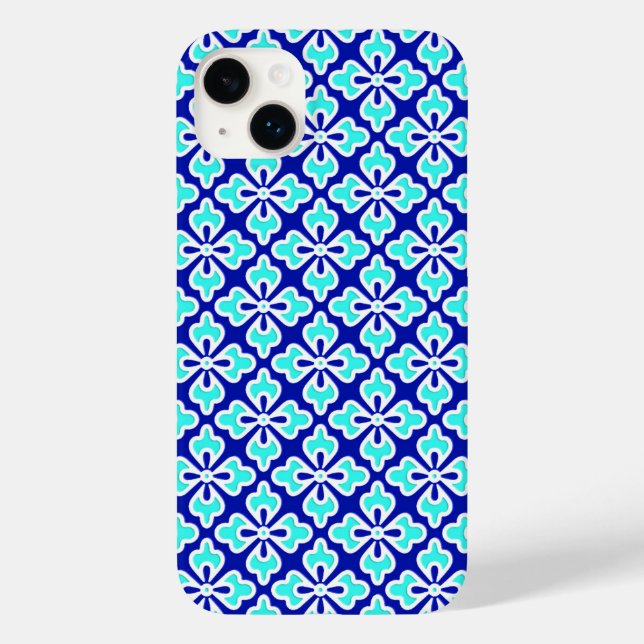 Blumenkimono, Türkis und Kobaltblau Case-Mate iPhone 14 Plus Hülle (Rückseite)