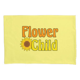 Blumenkind Gelbes Hippie-Mädchen Kissenbezug