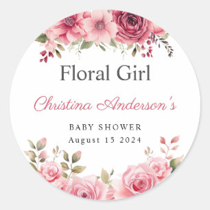 Blumenkinderdusche Rose farbenfroh Runder Aufkleber