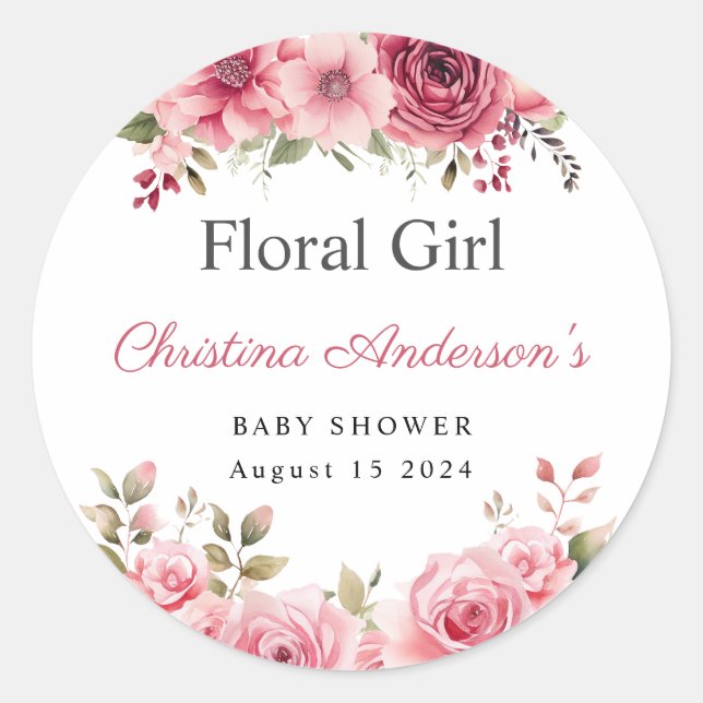 Blumenkinderdusche Rose farbenfroh Runder Aufkleber (Vorderseite)