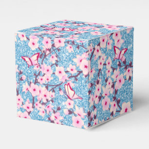 Blumenkirschblüten-Blau-Glitzer Geschenkschachtel