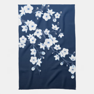 Blumenkirschblüten-blaues Weiß Handtuch