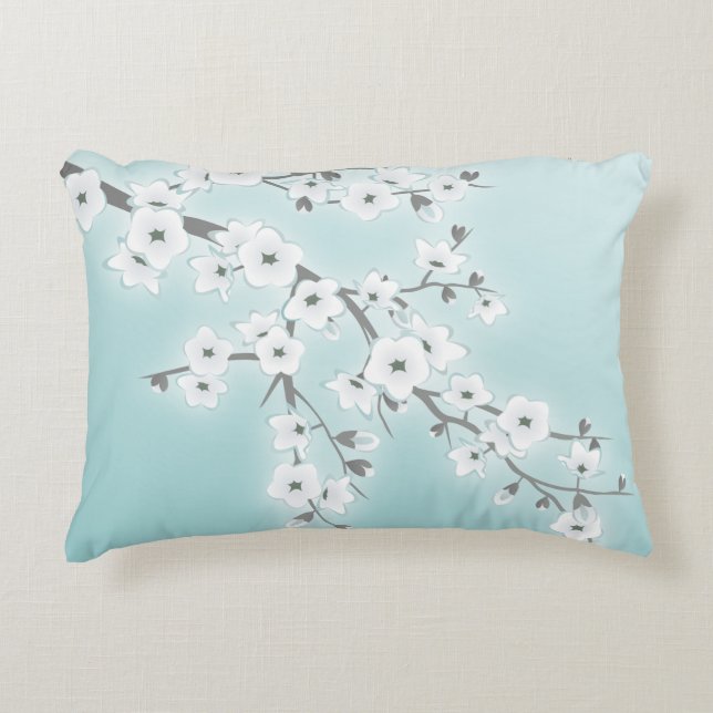 Blumenkirschblüten (Sakura) Minzwein Dekokissen (Vorderseite)