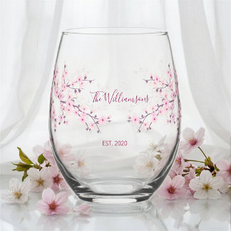 Blumenkirsche Blossom Pink Hochzeit Weinglas Ohne Stiel