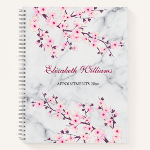 Blumenkirsche Blüten Rosa graue Marmormor Name Notizbuch