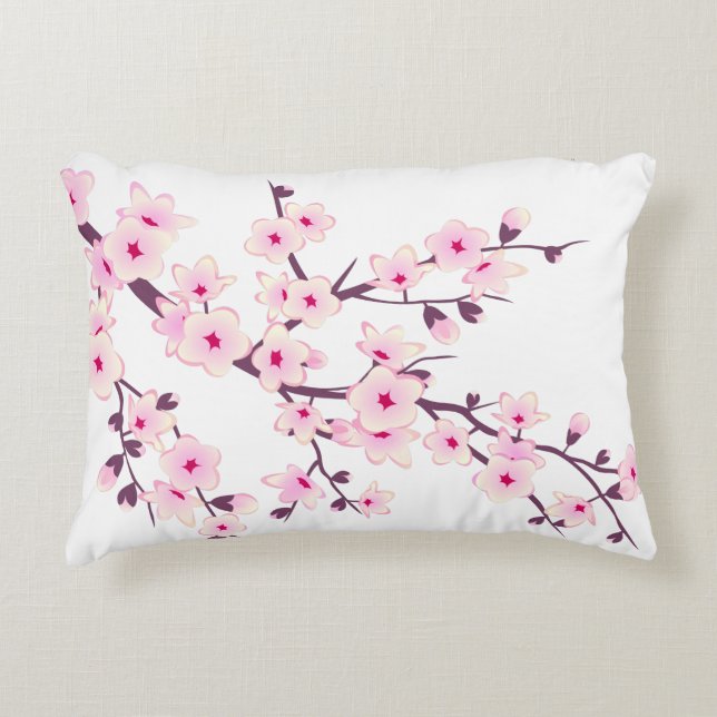 Blumenkirsche Blüten Rosa Verwandlung Hintergrund Zierkissen (Vorderseite)