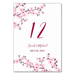 Blumenkirsche Blüten Rosa Weiße Hochzeit Tischnummer