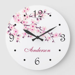 Blumenkirsche Blüten Rosa Weißer Familienname Große Wanduhr