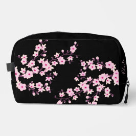 Blumenkirsche Blüten Schwarz Rosa | Dein Name Waschbeutel