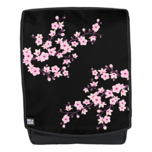 Blumenkirsche Blüten Schwarz Rosa Rucksack