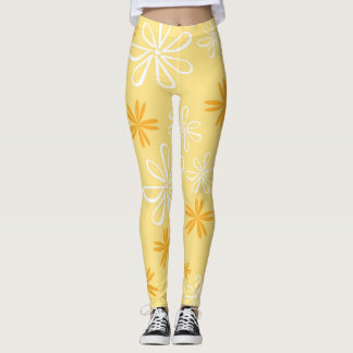 Blumenkissen aus Weiß und Braun Leggings