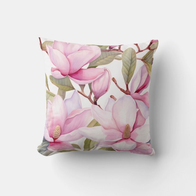 Blumenkissen, groß rosa Magnolienblume Kissen (Vorderseite)