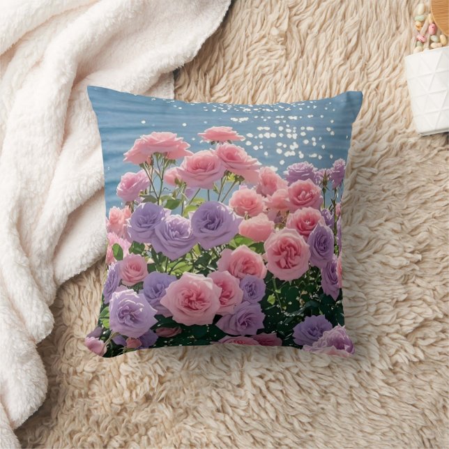 Blumenkissen - Pastellfarben - Rose Dekorative Übu Kissen (Decke)