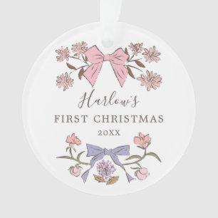 Blumenkissen Pink und Lila Baby's First Christmas Ornament