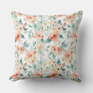 Blumenkissendekor Peach Aquarell Kissen