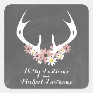 Blumenklammern + Inspirierte Hochzeit mit Halbpens Quadratischer Aufkleber