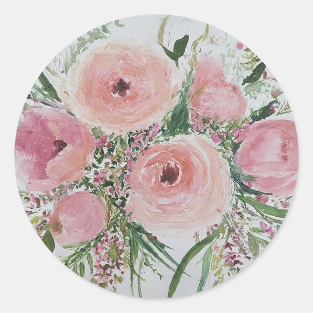 Blumenkleber und Etiketten Runder Aufkleber (Vorderseite)