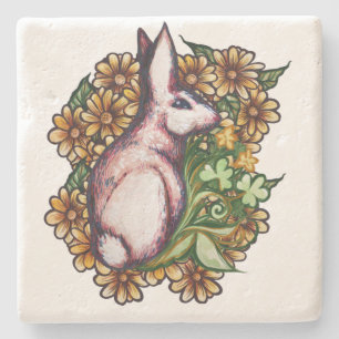 Blumenklee-Hasen-Süße-Kaninchen-Häschen-Kunst      Steinuntersetzer