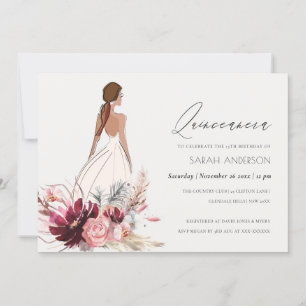 Blumenkleid Pampas Grass Quinceanera Einladen Dankeskarte