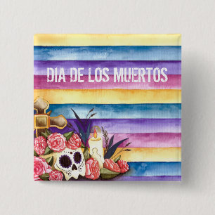Blumenknopf skull Dia de Los Muertos Button