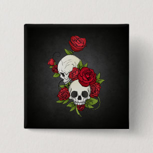 Blumenknopf skulls Dia de Los Muertos Button