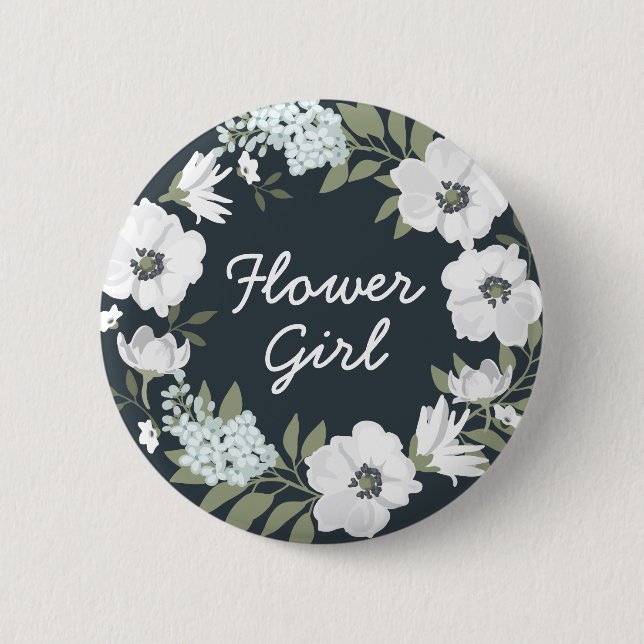Blumenknöpfe Krautblume Mädchen Button (Vorderseite)