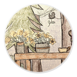 Blumenknöpfe zum Dekorieren von Frisierern, Tischk Keramikknauf