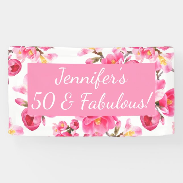 Blumenkohl 50 und fabulous 50. Geburtstag Banner (Horizontal)