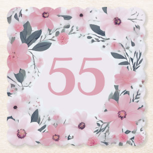Blumenkohl 55. Geburtstagsparty Pastel Pink Blume Untersetzer