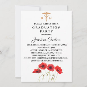 Blumenkohl-Abschluss Nurse Typografy Poppies Einladung