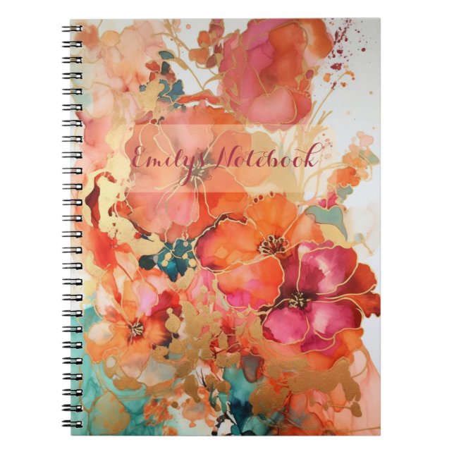 Blumenkohl-Abstrakt-Alkoholtupfer-Notebook/Journal Notizblock (Vorderseite)