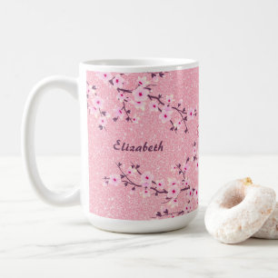Blumenkohl-Blossom Monogram Pink-Glitzer-Kaffee Kaffeetasse