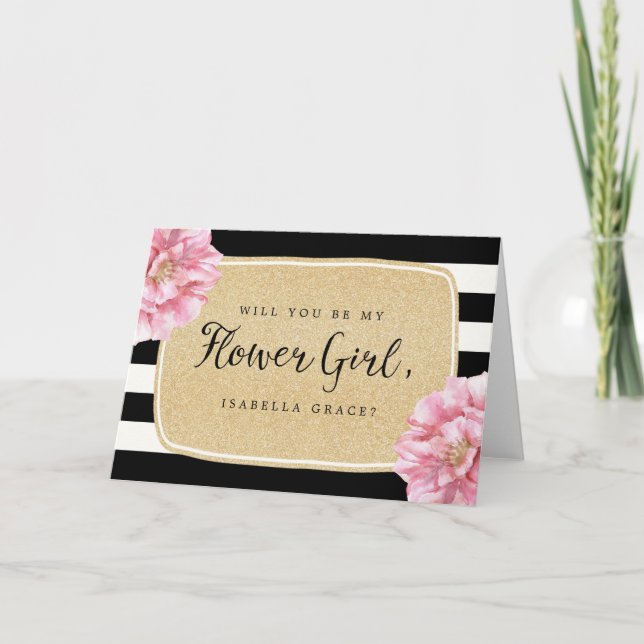 Blumenkohl Blume Girl Card/Champagner Einladung (Vorderseite)