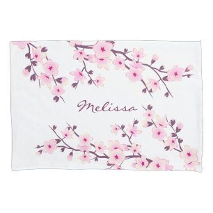 Blumenkohl Blüten Rosa Weißes Monogramm Kissenbezug