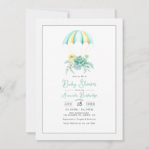 Blumenkohl Bouquet Parachute Babydusche Einladung