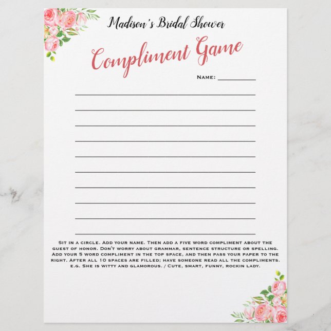 Blumenkohl Brautparty Eisbrecher 💕 5-Wort-Spaß (Vorderseite)