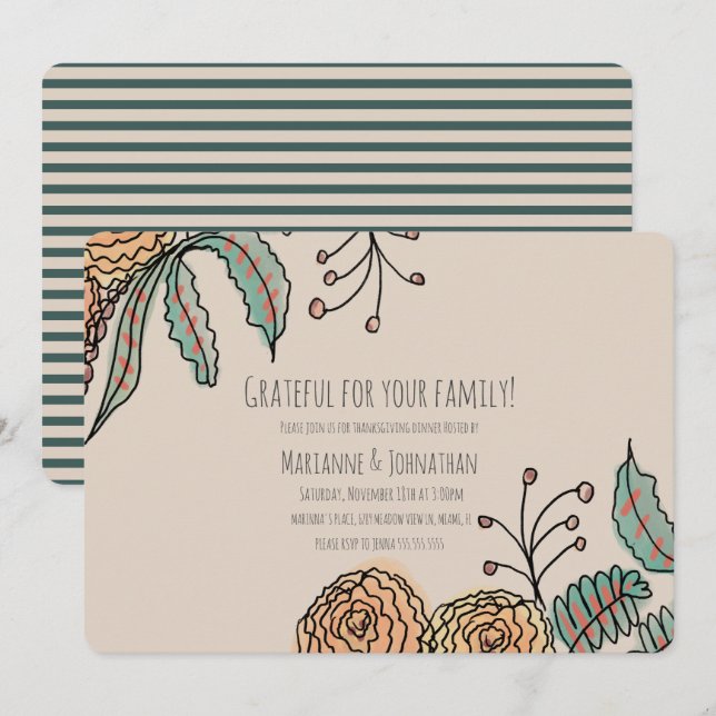 Blumenkohl Erntedank Dinner Grateath Einladung (Vorne/Hinten)