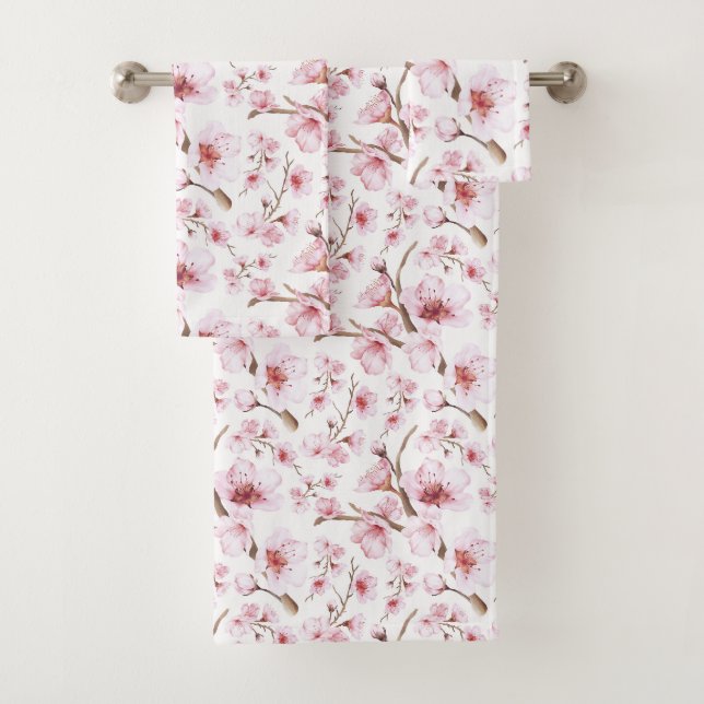 Blumenkohl-Kirsche Blüten Rosa weiß Badhandtuch Set (Insitu)
