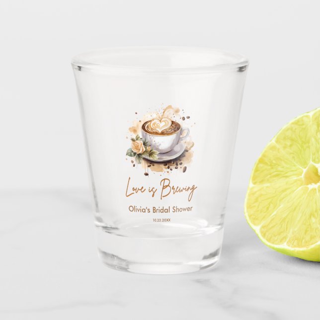 Blumenkohl Liebe ist Brown Coffee Brautparty Schnapsglas (Vorderseite)