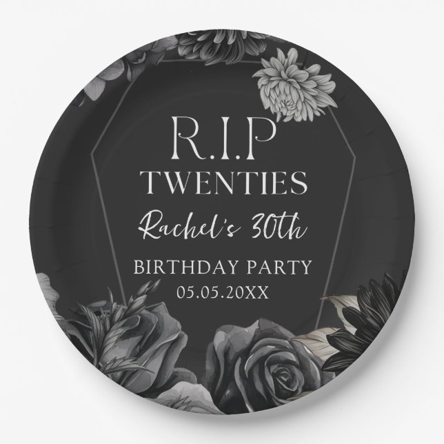Blumenkohl RIP Zwanziger 30. Geburtstag Papier Tel Pappteller (Vorderseite)